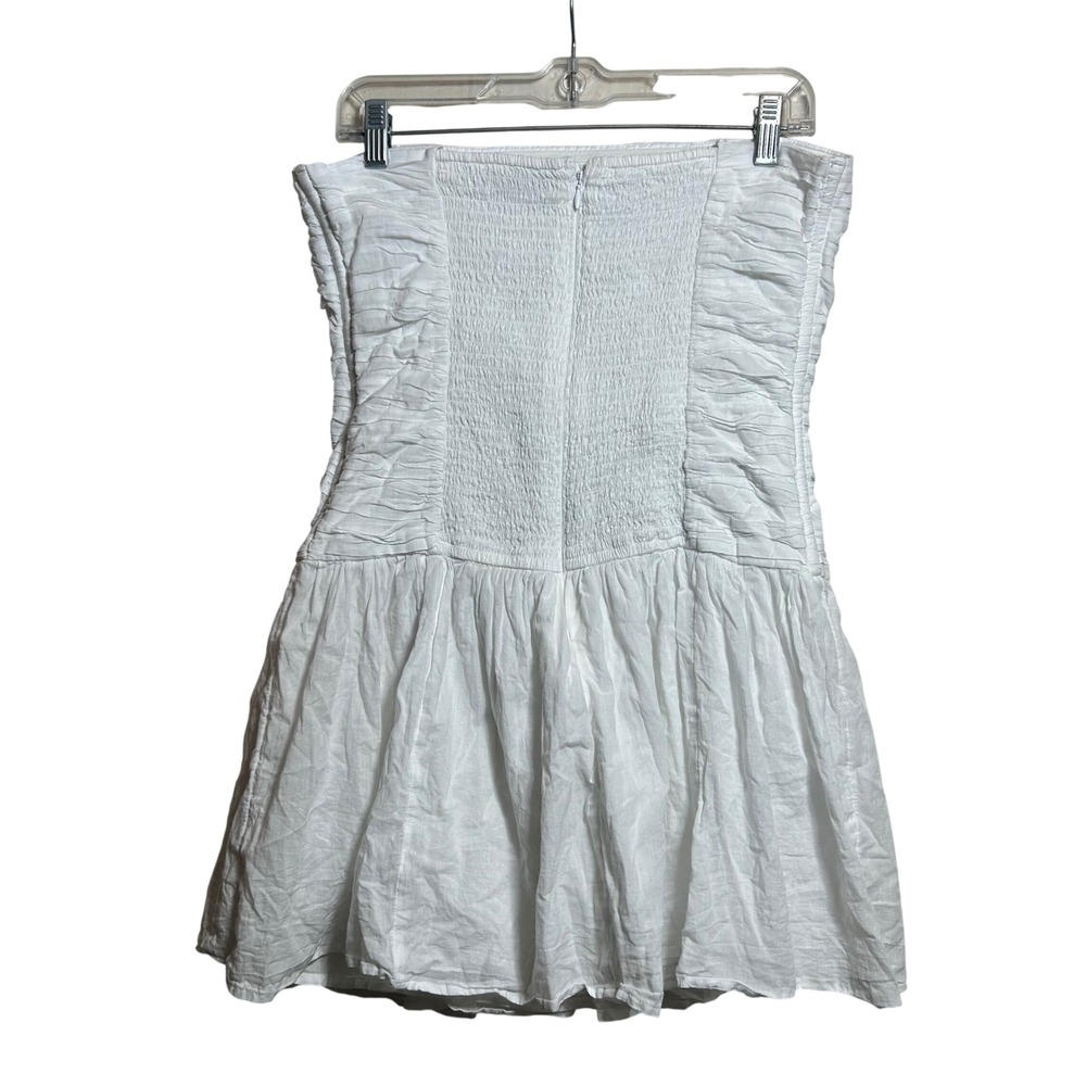 Abercrombie &‎ Fitch White Ruched Strapless Mini Dress Smocked Back Size M - Picture 3 of 5